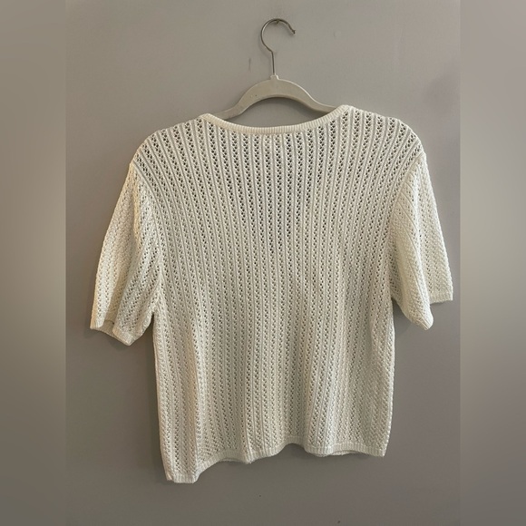 Vintage Clio Short Sleeve See Through Sweater Button Up - Picture 4 of 4